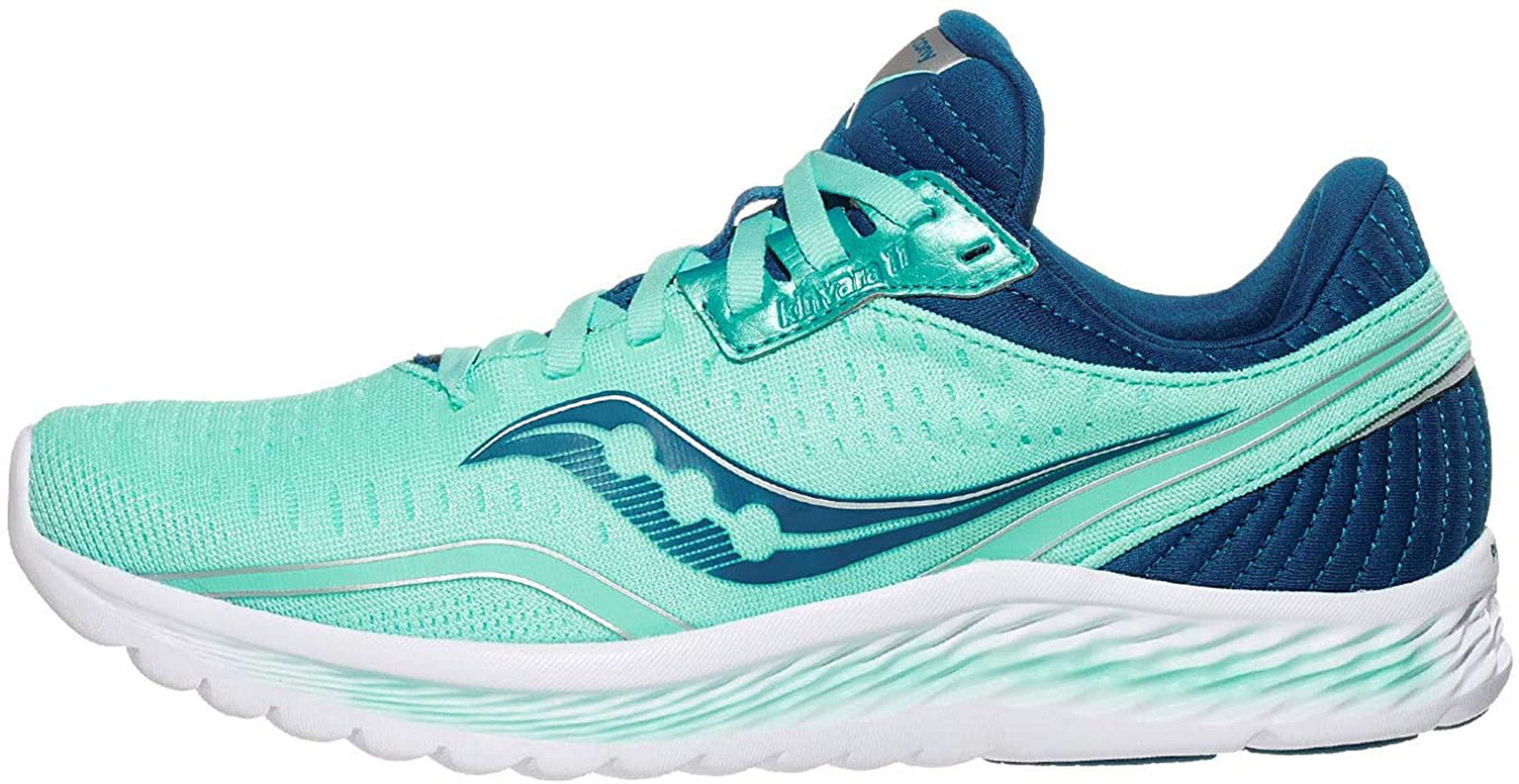 Saucony Women's Kinvara 11 Running Shoe in Aqua Blue Side Angle View