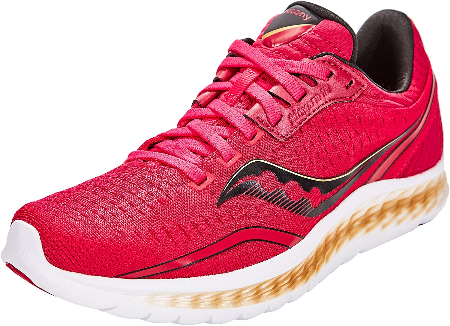 Saucony Women's Kinvara 11 Running Shoe in Berry Gold Side Angle View