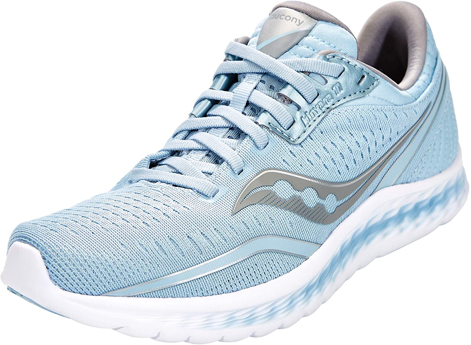 Saucony Women's Kinvara 11 Running Shoe in Sky Side Angle View