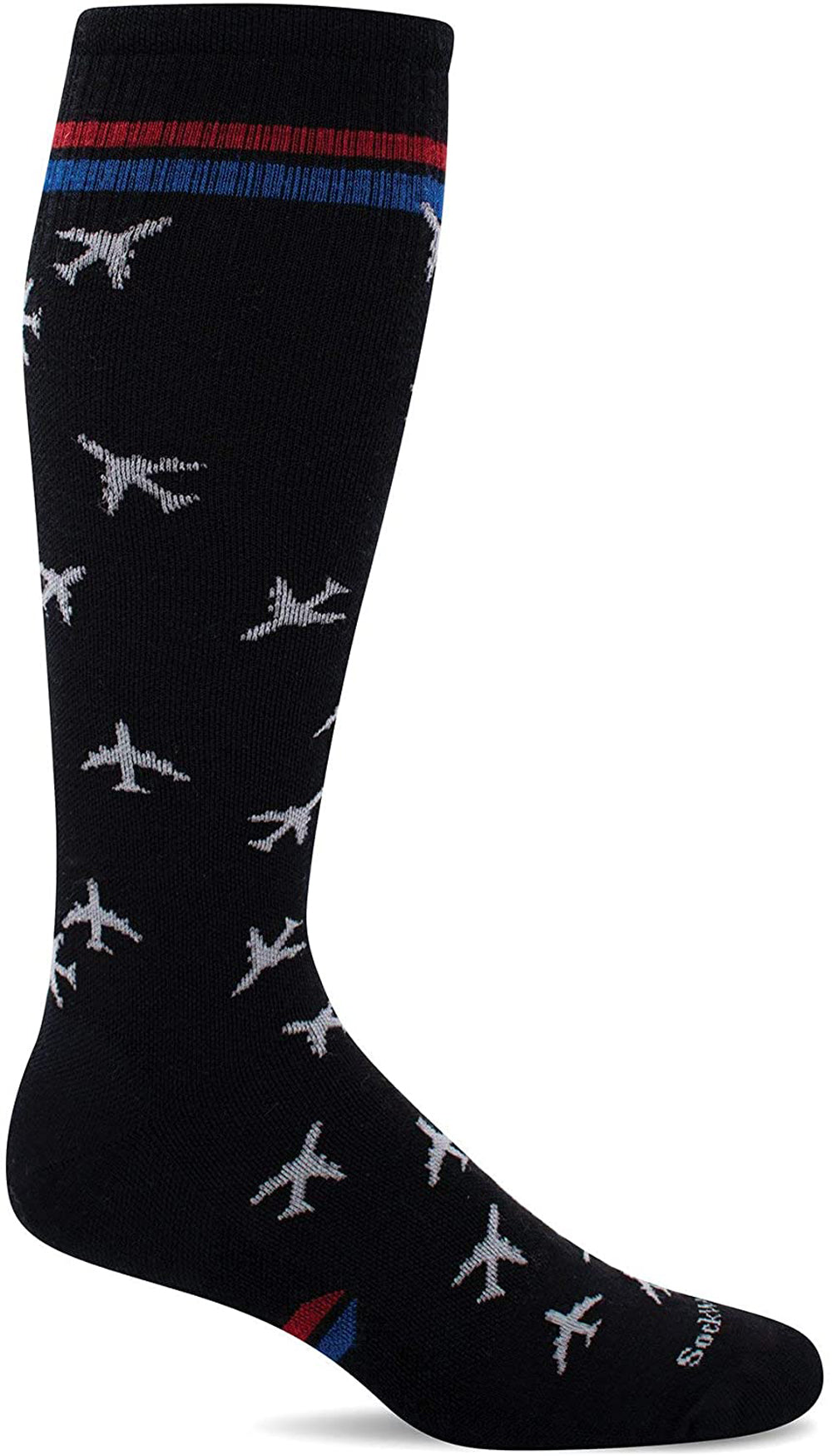 Sockwell Men's In Flight Moderate Graduated Compression Sock in Black Side Angle View