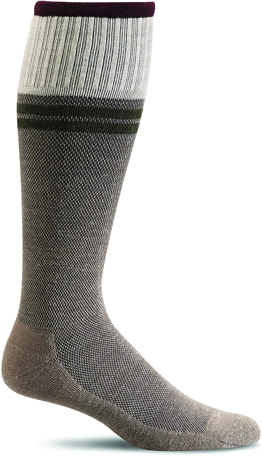 Sockwell Men's Sportster Compression Sock in Khaki Side Angle View