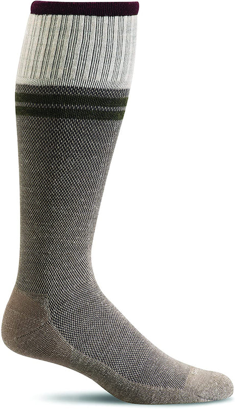 Sockwell Men's Sportster Compression Sock in Khaki Side Angle View