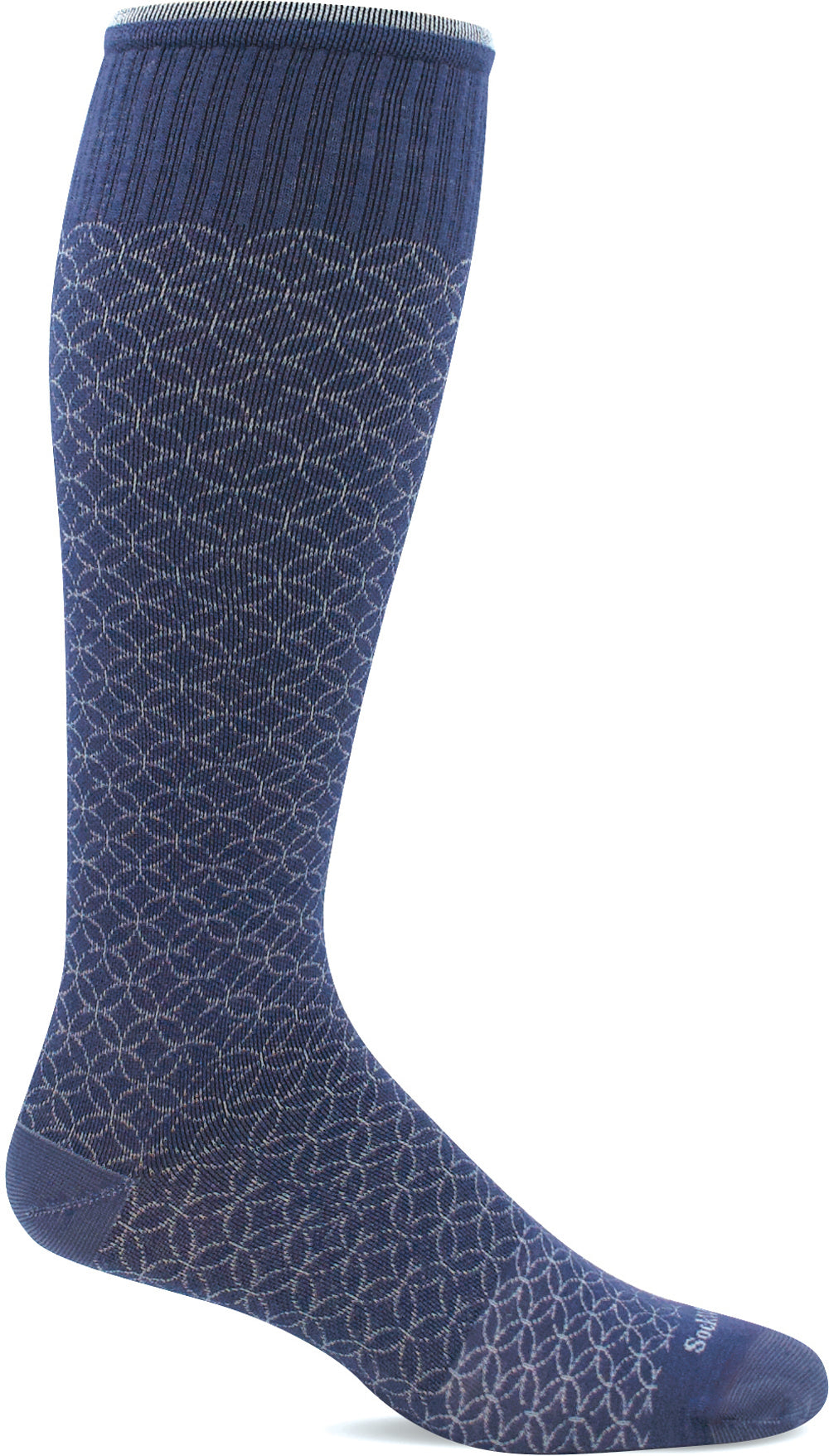 Sockwell Women's Featherweight Fancy Moderate Graduated Compression Sock in Denim Side Angle View