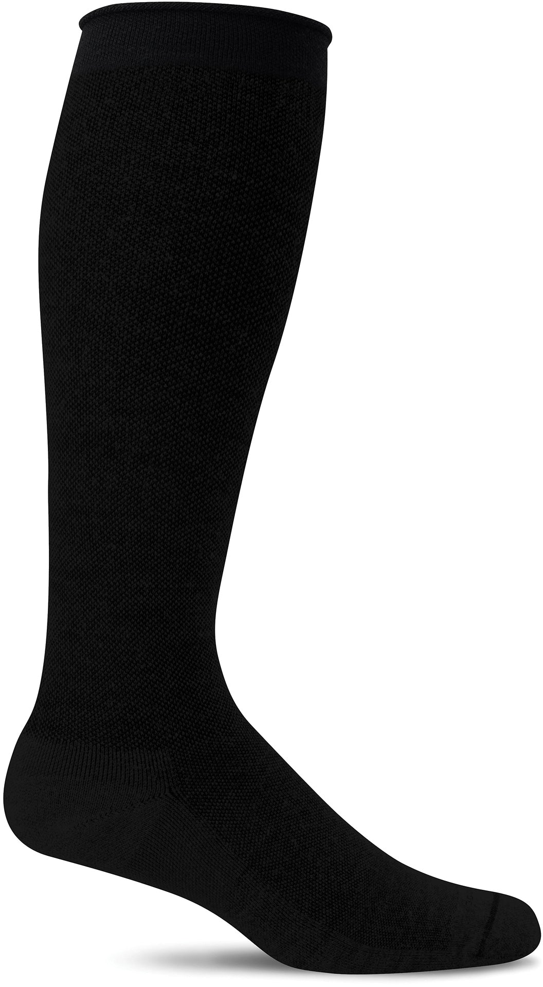 Sockwell Women's Full Floral Moderate Graduated Compression Sock in Black Solid Side Angle View