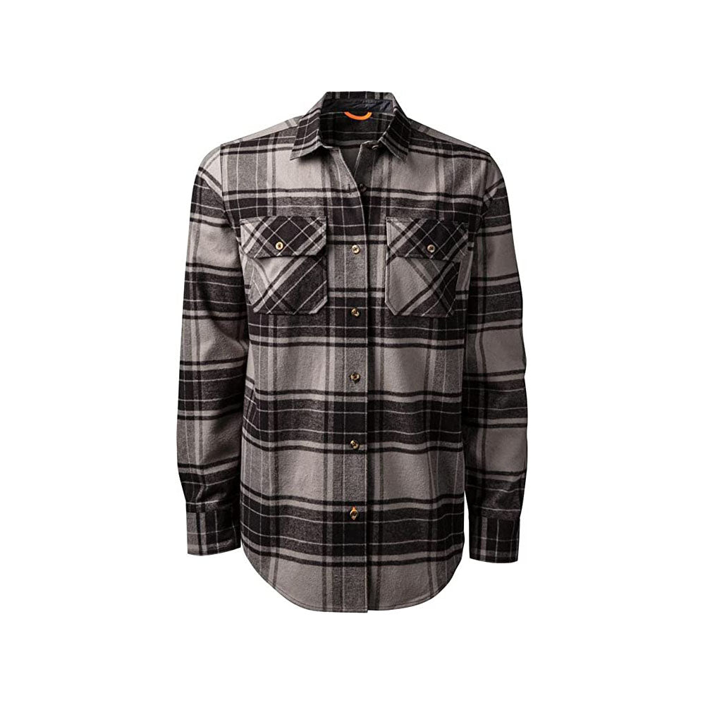 Men's Woodfort Heavy-Weight Flannel Work Shirt in Pewter Bakers Field Plaid