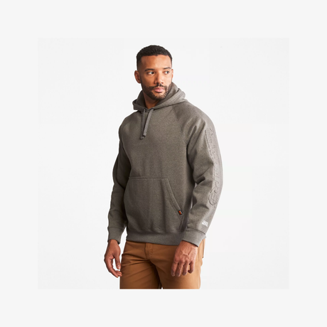 Men's Embossed Logo Hood Honcho Sport Sweatshirt in Dark Charcoal Heather