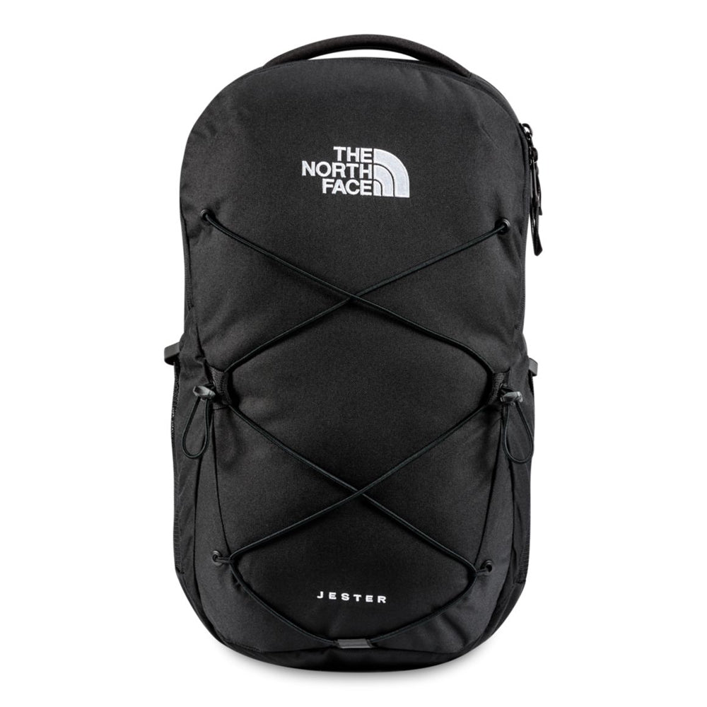 black north face backpack with blue strings The Fall Line | Size:OS | TNF a supportive back panel The North Face Jester Backpack