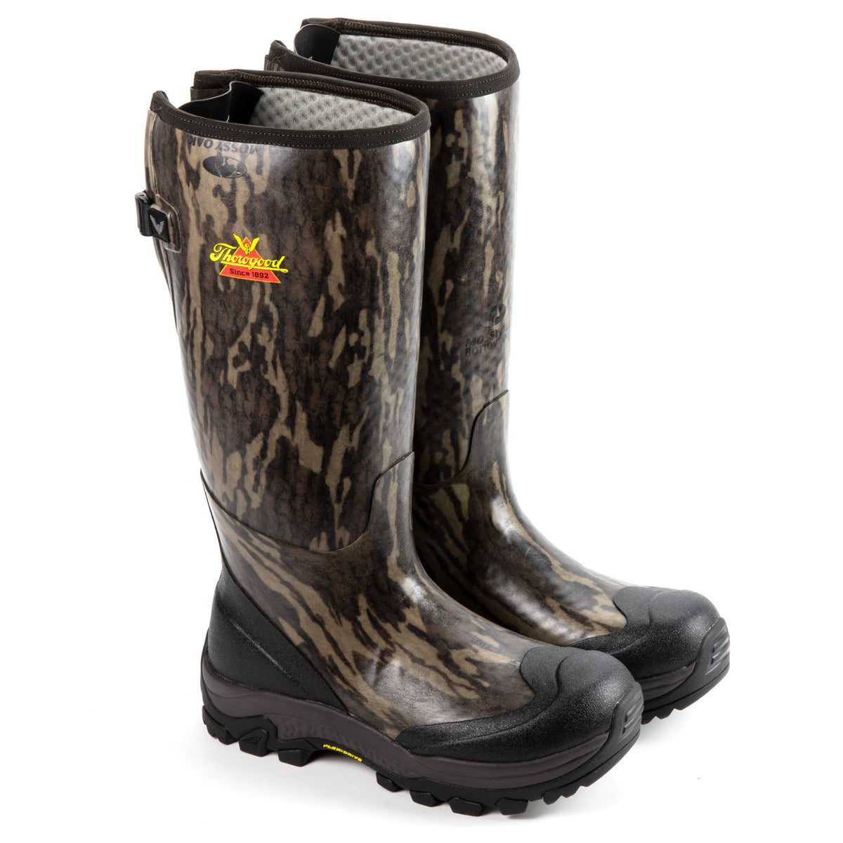 Thorogood Men's 867-0100 Infinity FD 17" Waterproof Rubber Boot in Mossy Oak® Bottomland® from the side
