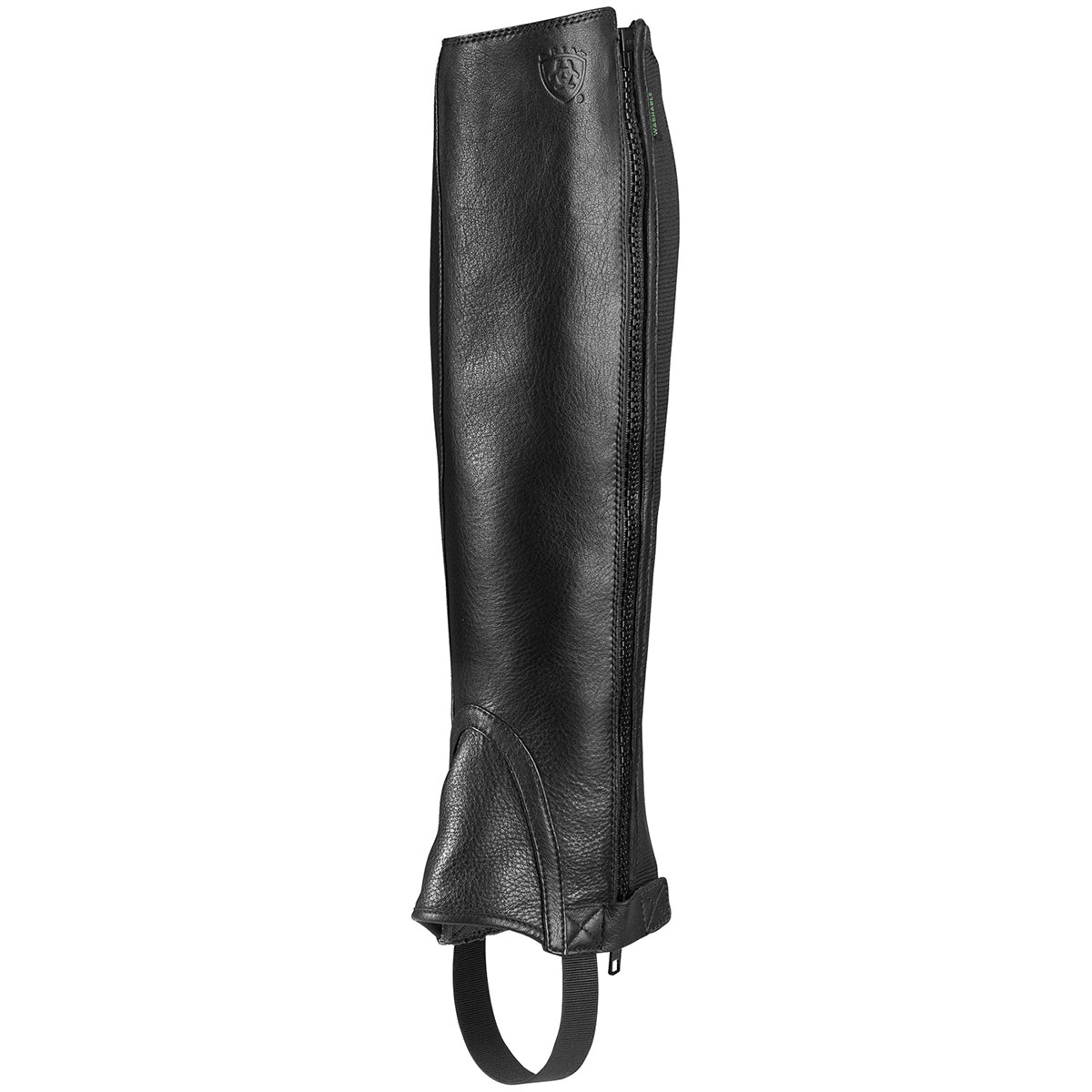 Unisex Ariat Breeze Half Chap in Black from the front