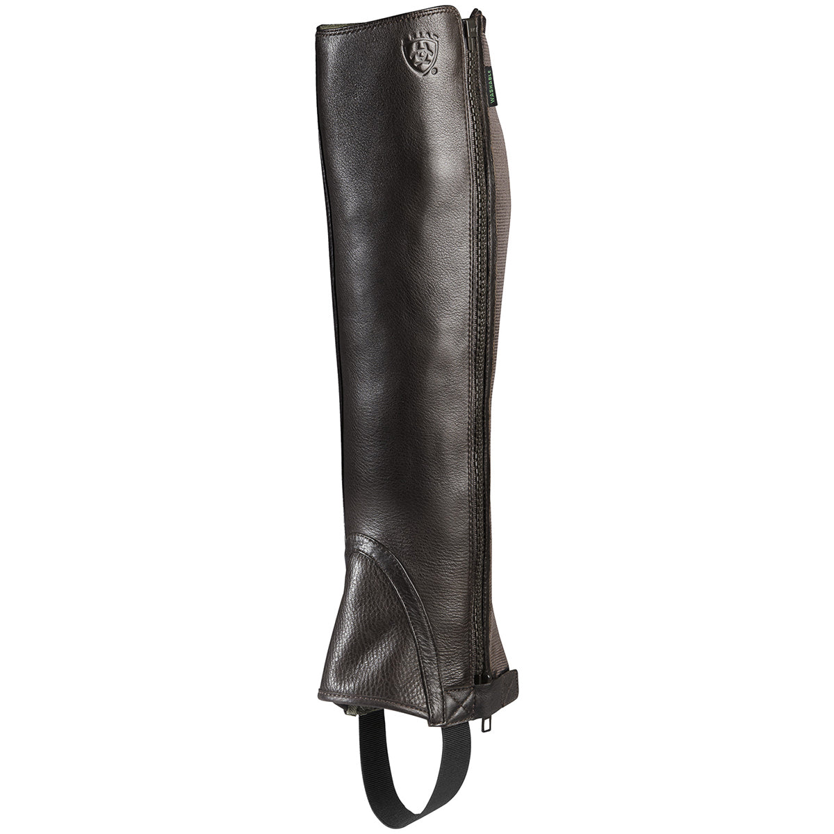 Unisex Ariat Breeze Half Chap in Chocolate from the front