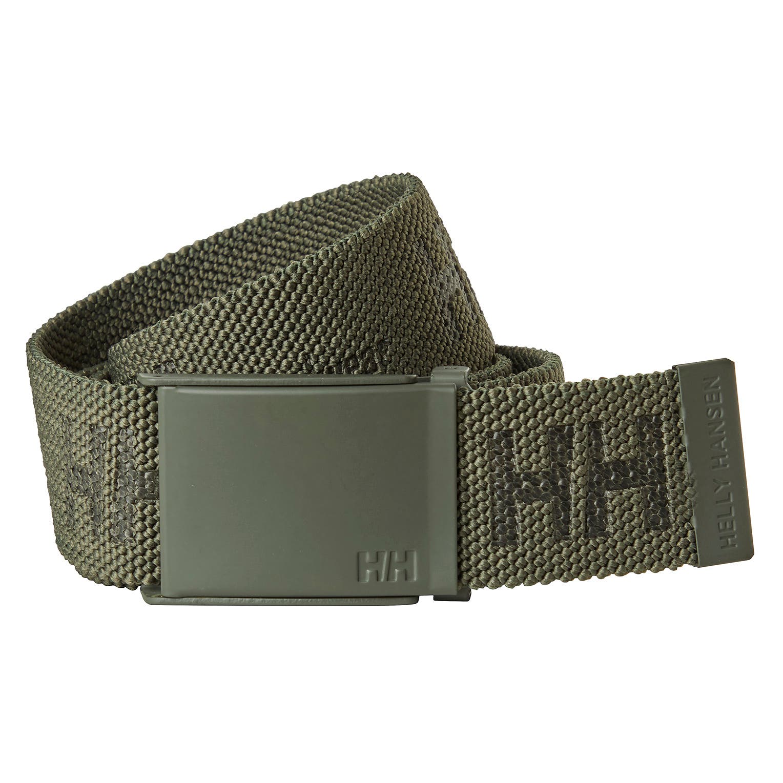Helly Hansen Unisex HH Logo Webbing Belt in Army Green from the front