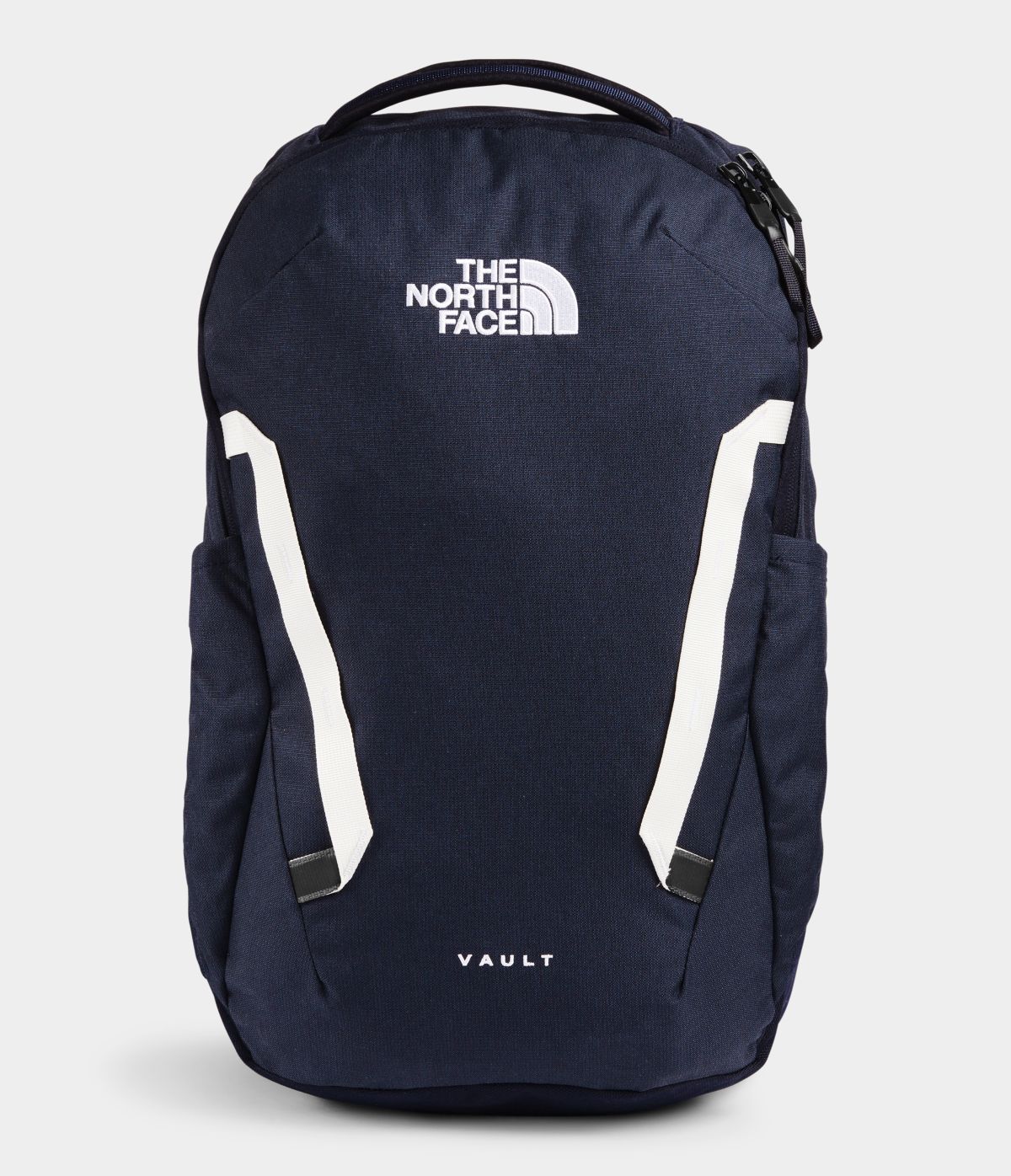 Unisex The North Face Vault Backpack in Aviator Navy Light Heather/TNF White from front view