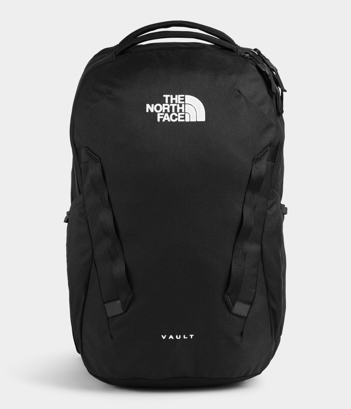 Unisex The North Face Vault Backpack in TNF Black from front view