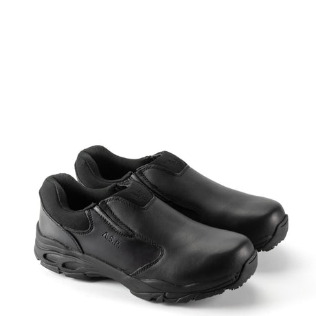 ASR Series Slip-on Oxford Shoe in Black color from the side view