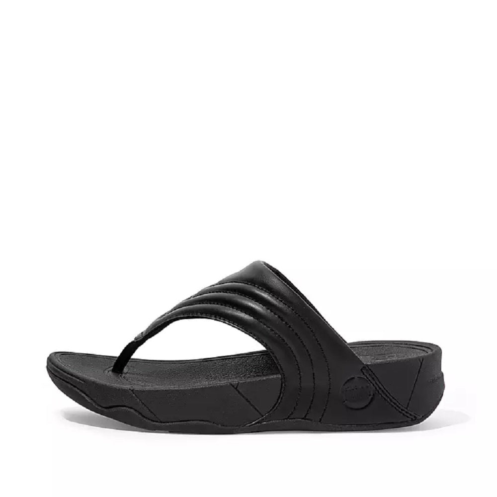 WALKSTAR LEATHER TOE POST SANDALS ALL BLACK DX5 090