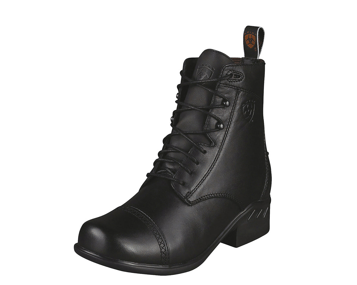 Women's Ariat Heritage Round Toe Paddock Boot in Black from the front