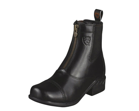 Women's Ariat Heritage Round Toe Zip Paddock Boot in Black from the front
