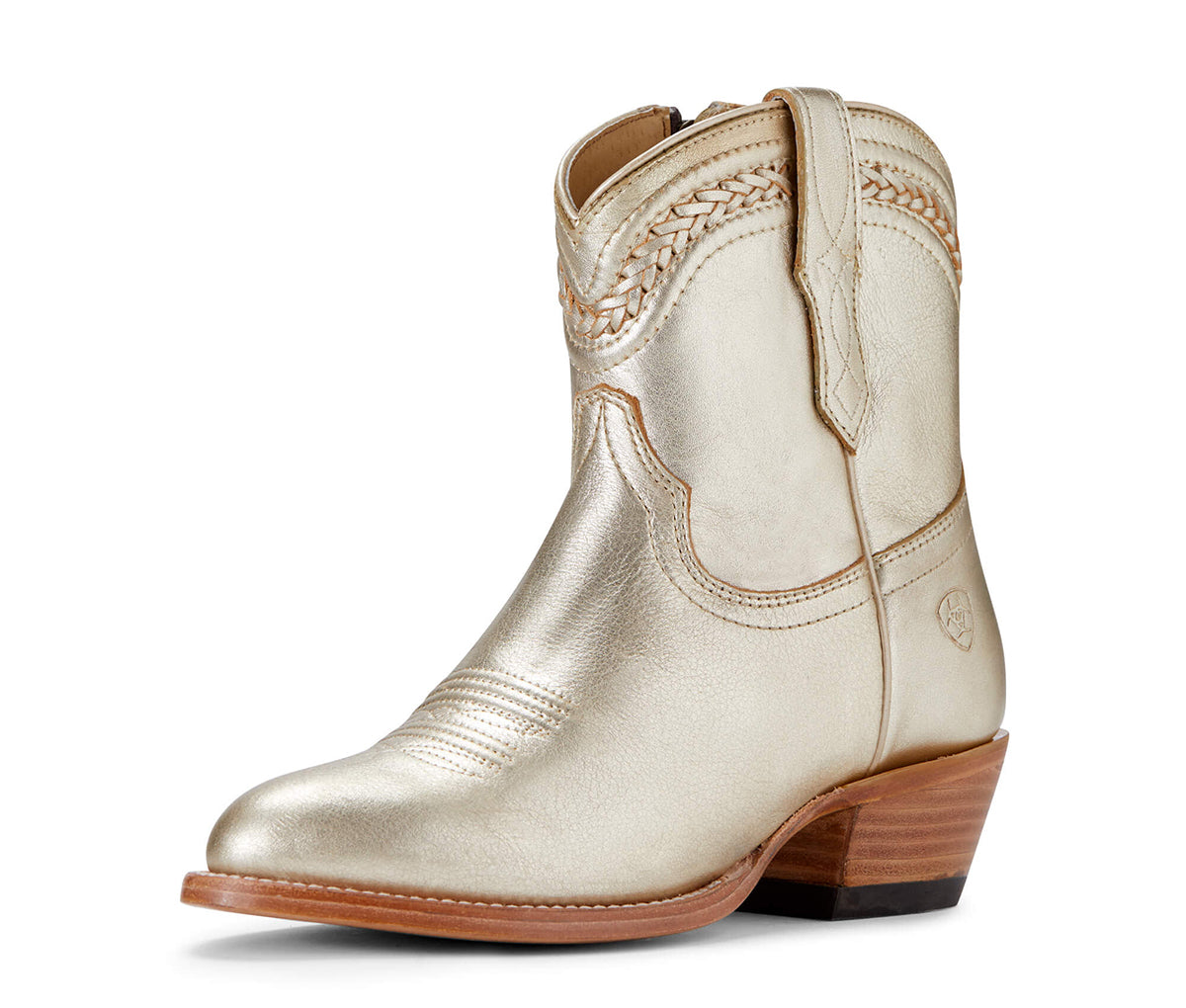Women's Ariat Legacy R Toe Western Boot in Metallic Gold from the front