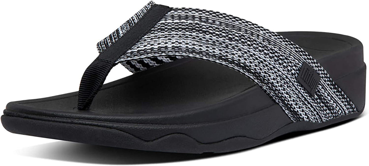 Women's FitFlop Surfa Flip Flops in All Black Side Angle View