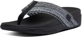 Women's FitFlop Surfa Flip Flops in All Black Side Angle View