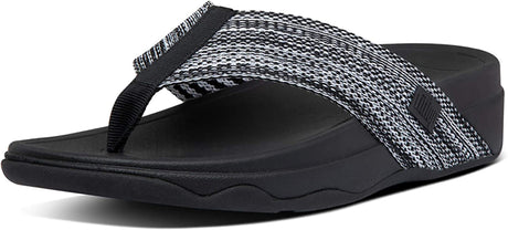 Women's FitFlop Surfa Flip Flops in All Black Side Angle View