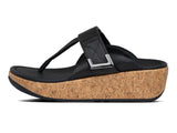 Women's FitFlop Remi Adjustable Toe-Thongs Sandal in All Black from the side