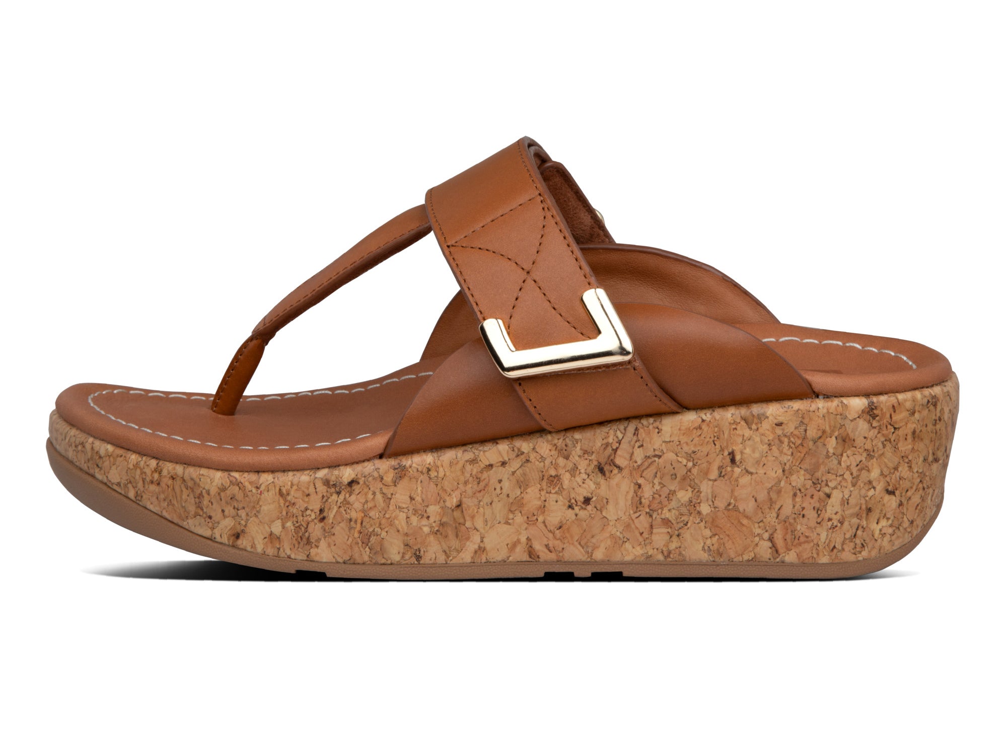Women's FitFlop Remi Adjustable Toe-Thongs Sandal in Light Tan from the side