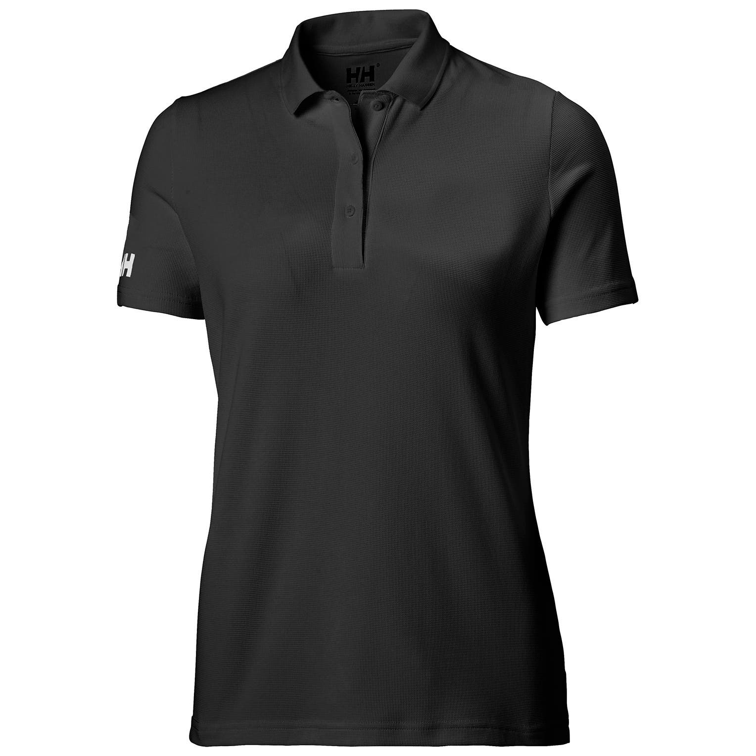 Helly Hansen Women's Tech Crew Polo in Black from the front