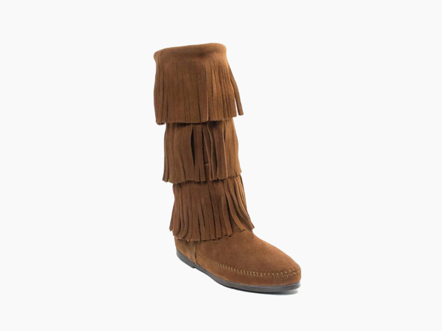 3-Layer Fringe Boot in Dusty Brown from 3/4 Angle View