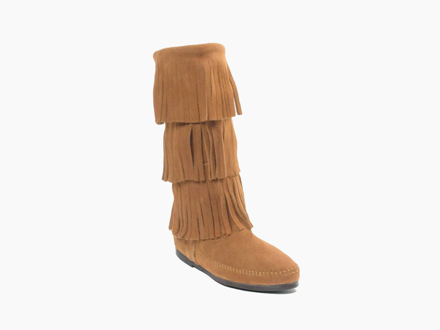 3-Layer Fringe Boot in Taupe from 3/4 Angle View