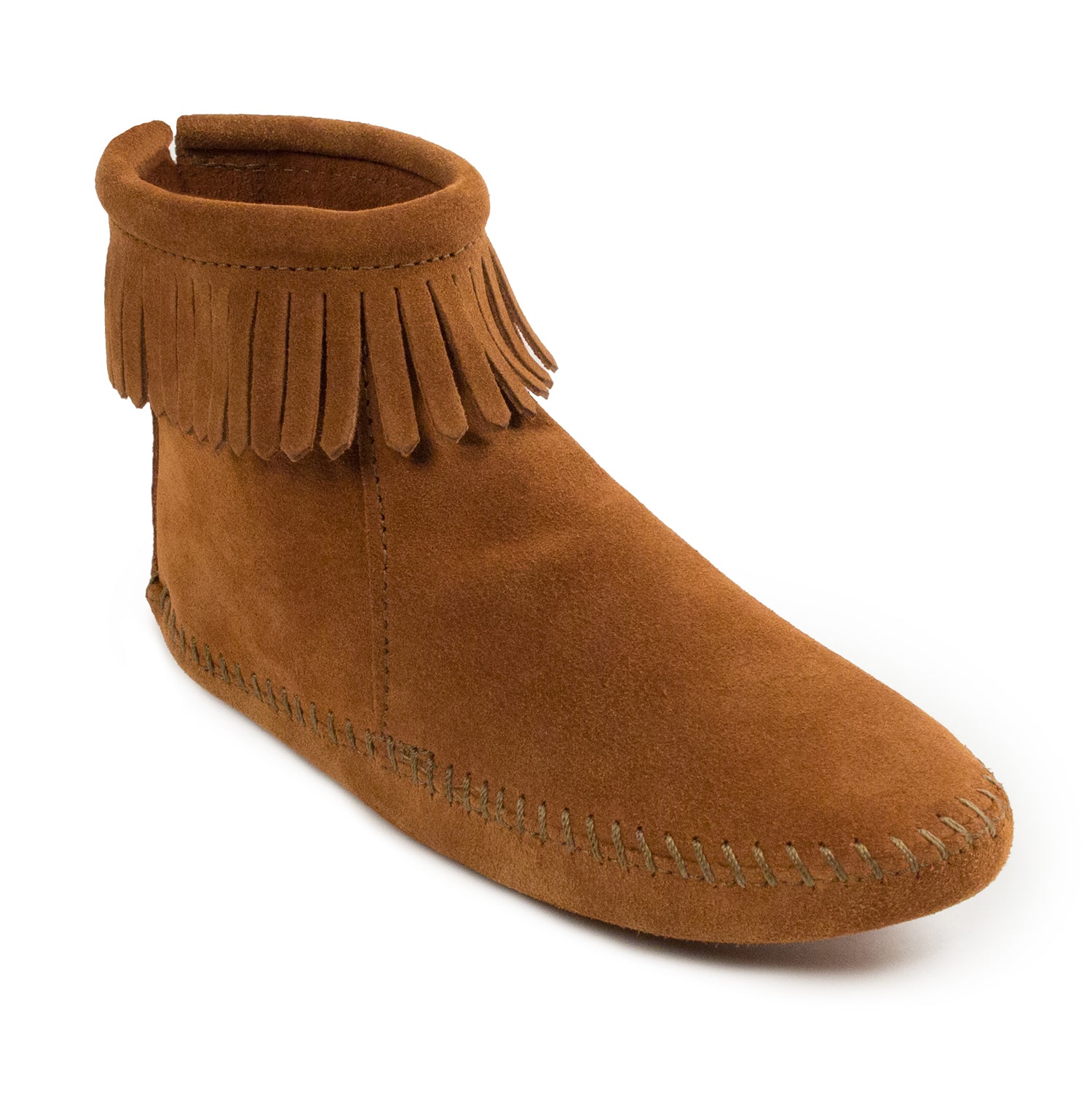 Back Zip Softsole Boot in Brown from 3/4 Angle View