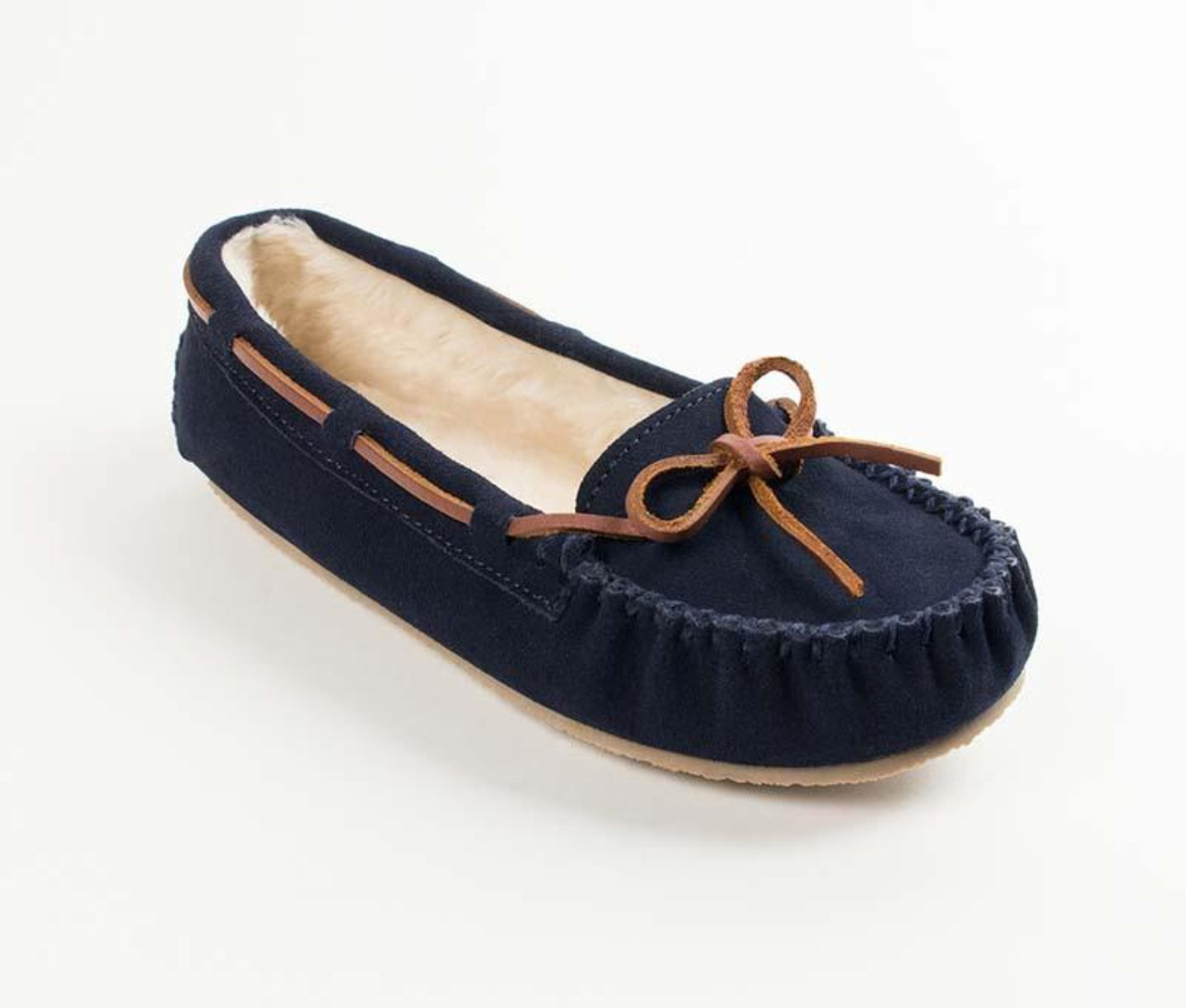 Cally Slipper in Dark Navy from 3/4 Angle View