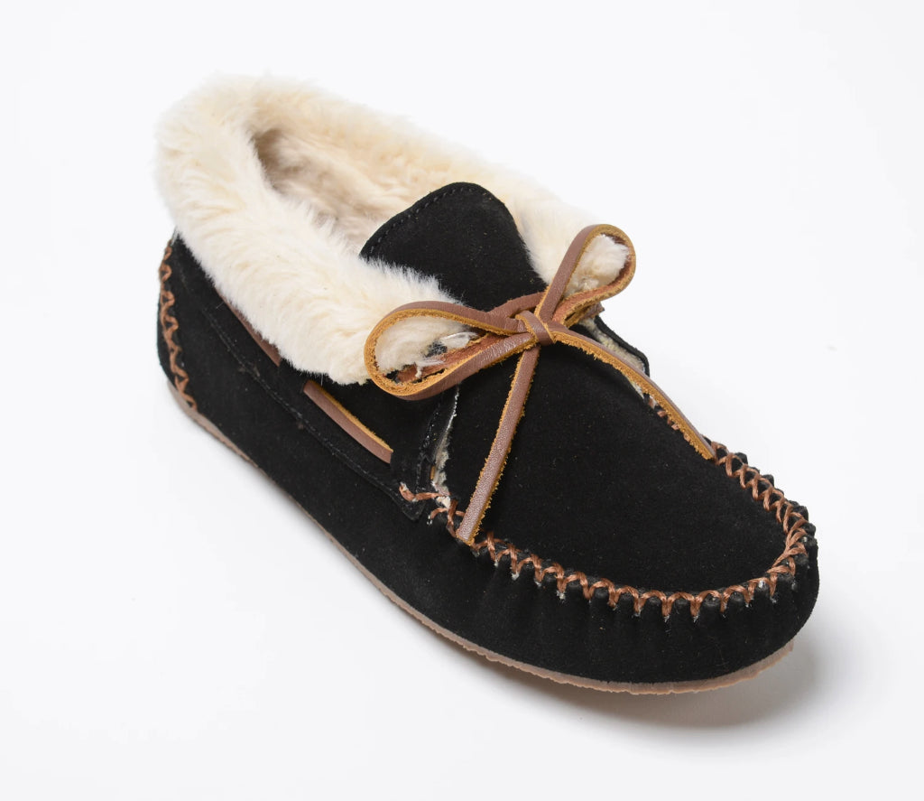 Chrissy Bootie Slipper in Black from 3/4 Angle View