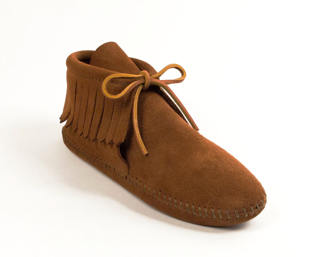 Classic Fringe Softsole Boot in Brown from 3/4 Angle View