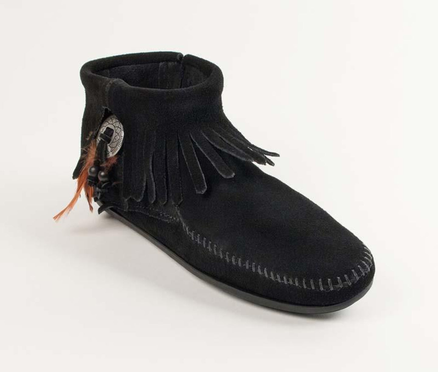 Concho Feather Boot in Black from 3/4 Angle View