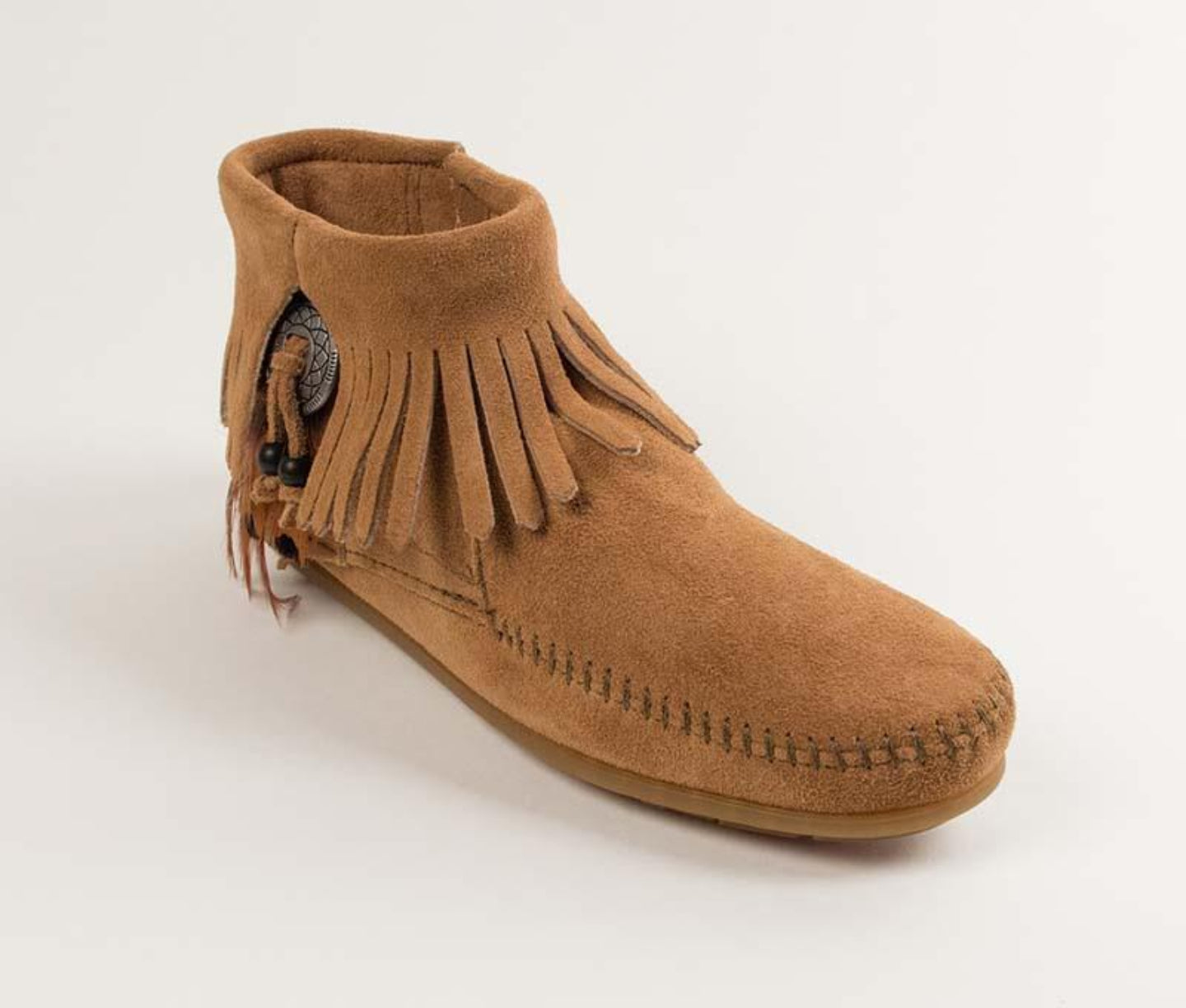 Concho Feather Boot in Taupe from 3/4 Angle View