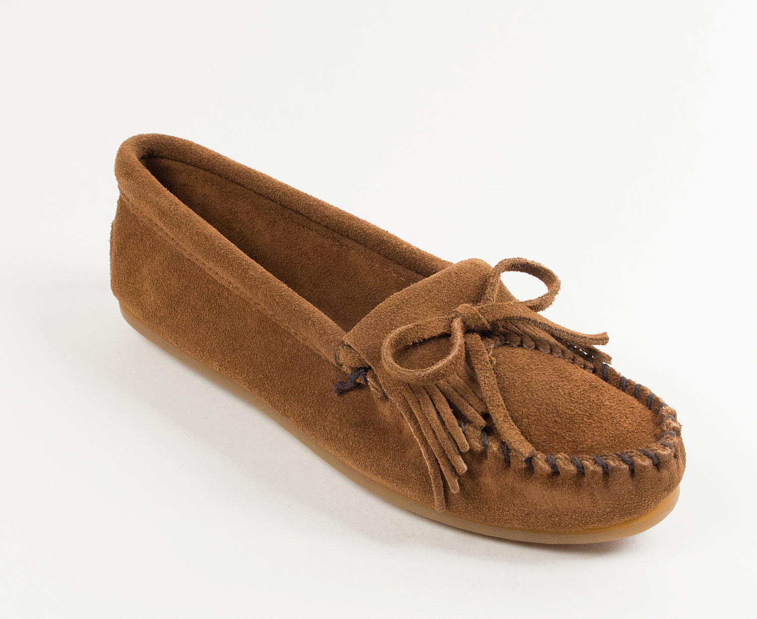 Kilty Hardsole Moccasin in Dusty Brown from 3/4 Angle View