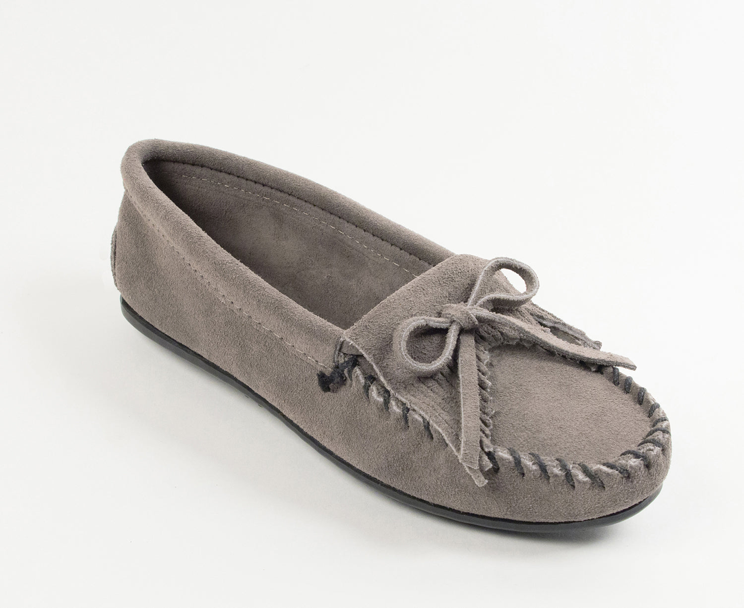 Kilty Hardsole Moccasin in Grey from 3/4 Angle View