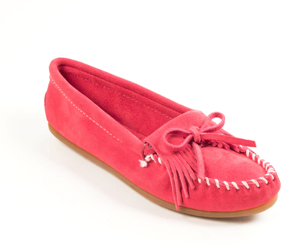 Kilty Hardsole Moccasin in Pink from 3/4 Angle View
