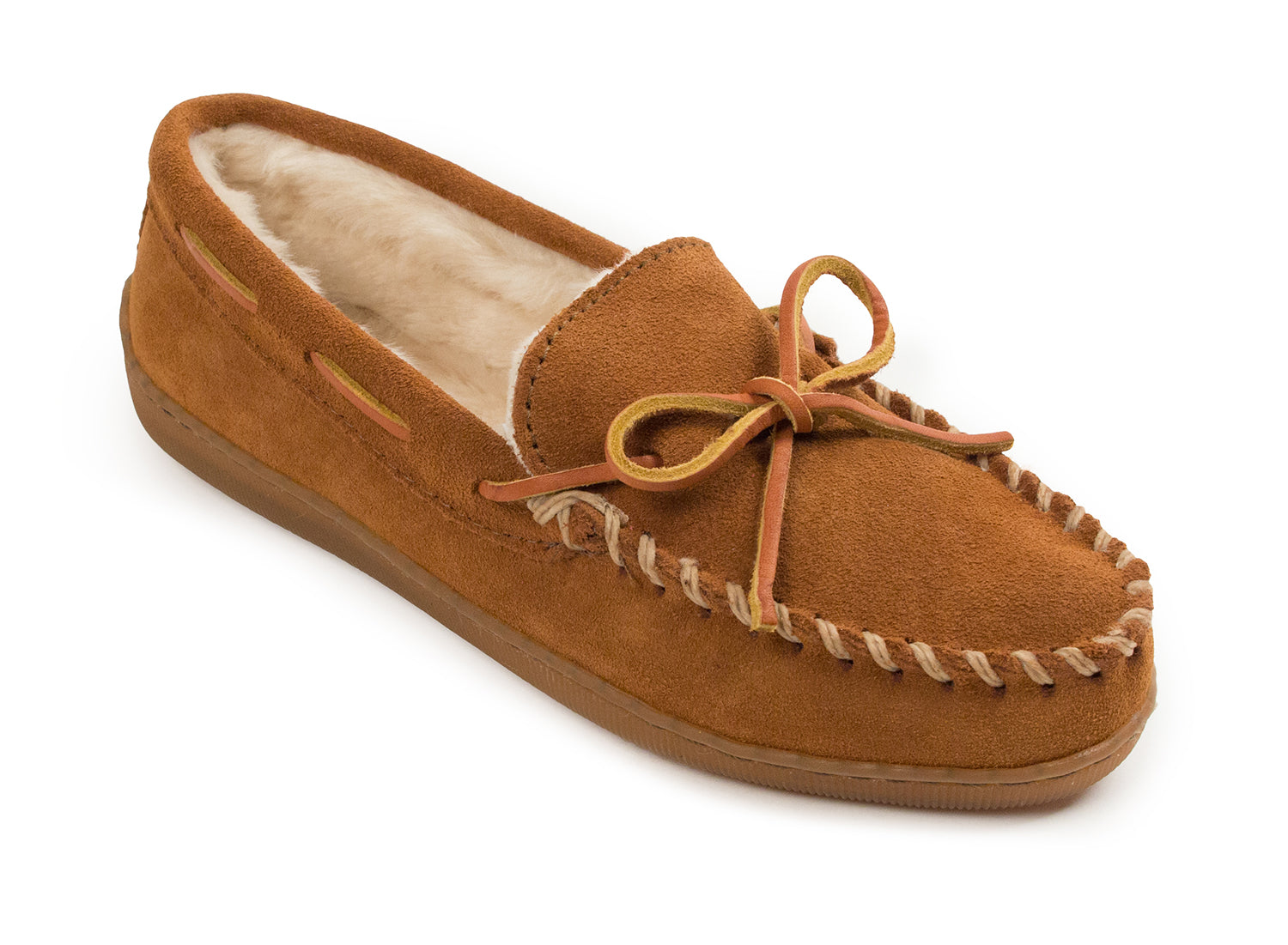 Pile Lined Hardsole Slipper in Brown from 3/4 Angle View