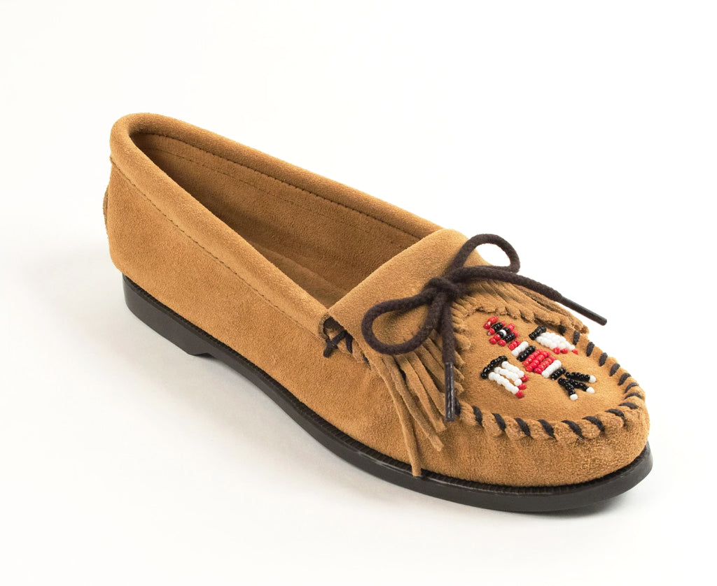 Thunderbird Boat Moccasin in Tan from 3/4 Angle View
