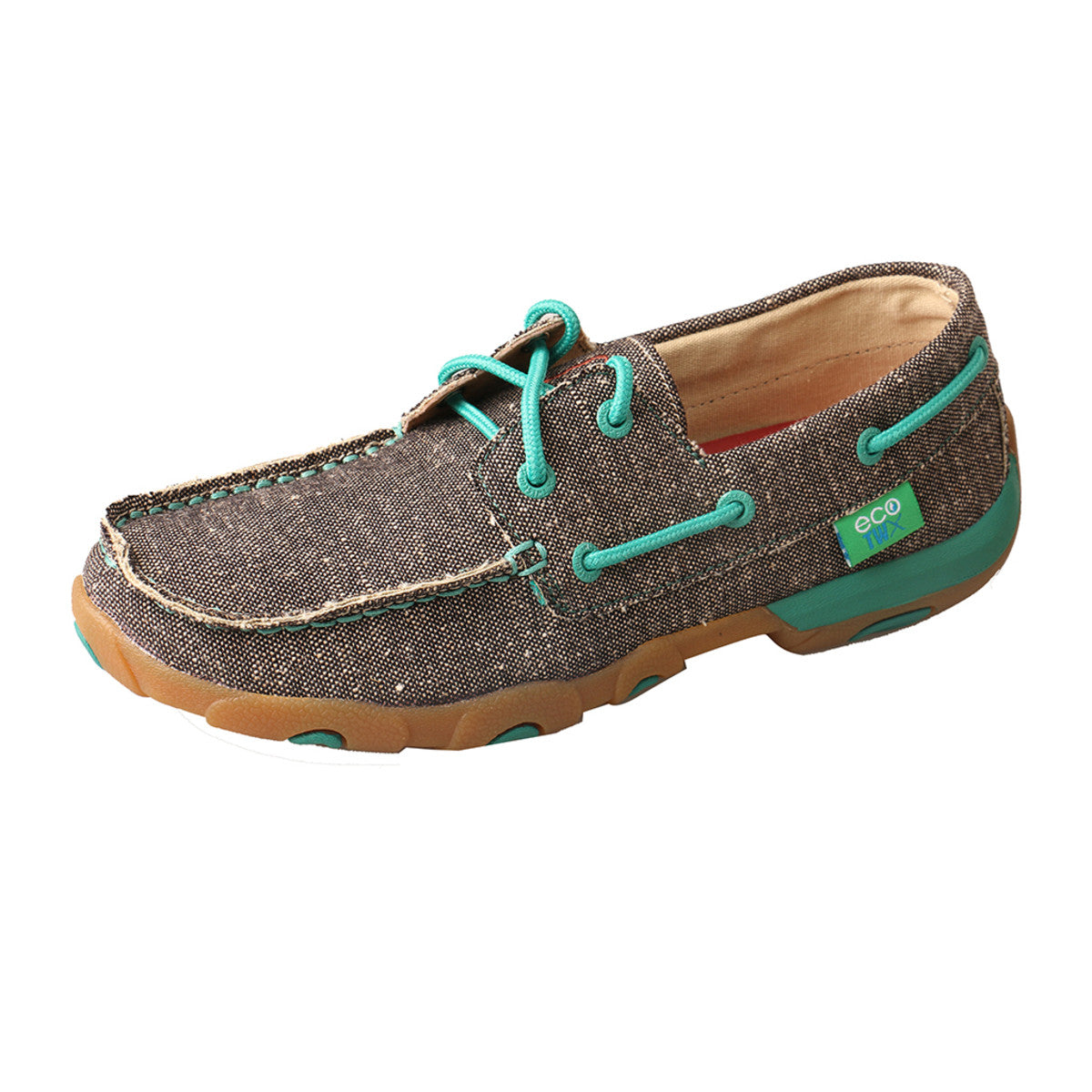 Women's Twisted X Boat Shoe Driving Moccasins in Dust from the side view