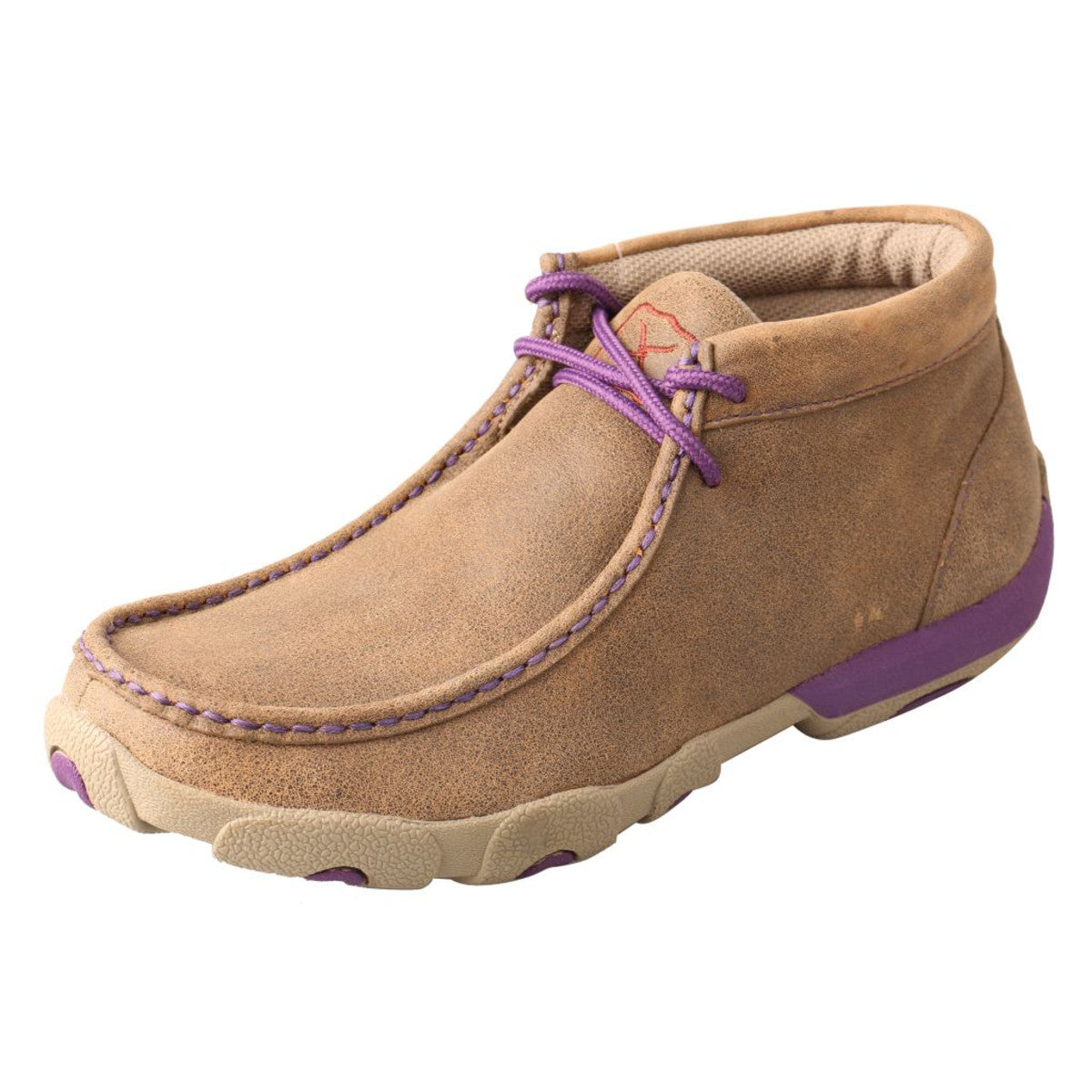Women's Twisted X Chukka Driving Moccasins Shoe in Bomber & Purple from the front