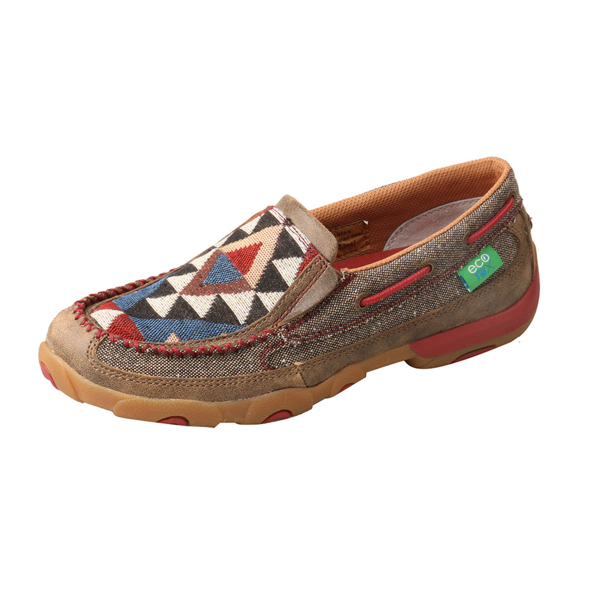 Women's Twisted X Slip-On Driving Moccasins Shoe in Dust & Multi from the side view