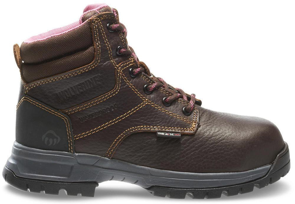 Women's Wolverine Piper Waterproof Composite Toe 6 Work Boot in Brown