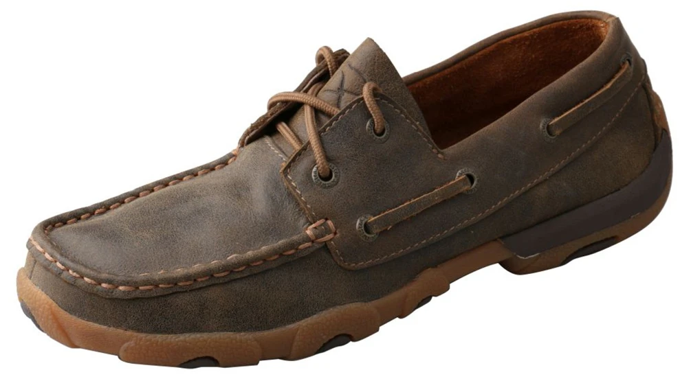 Womens Twisted X Boat Shoe Driving Moccasins in Bomber from the front