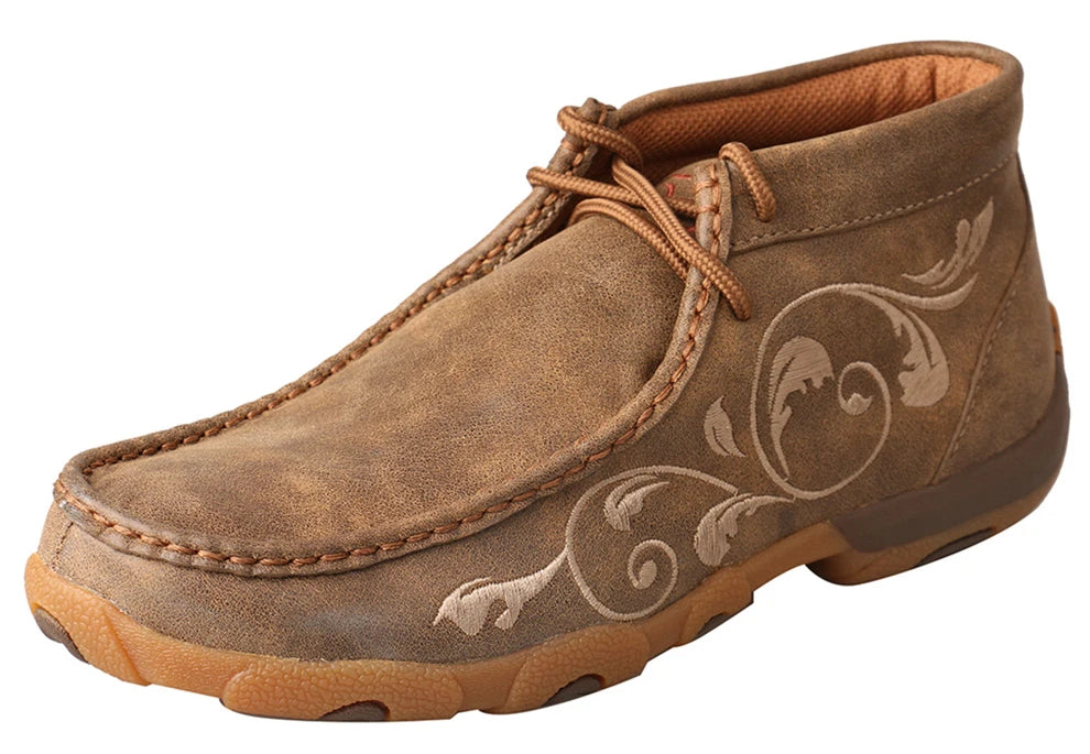 Women's Twisted X Chukka Driving Moccasins Shoe in Bomber from the front