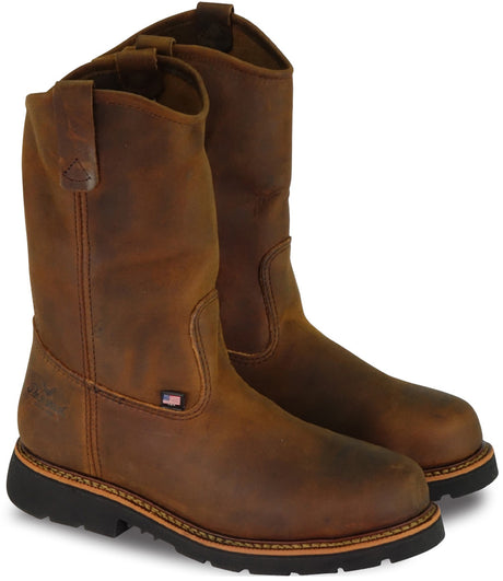 American Heritage 11" Wellinton Round Toe, MAXwear 90 Safety Toe Boot in Trail Crazyhorse - Black Sole color from the side view