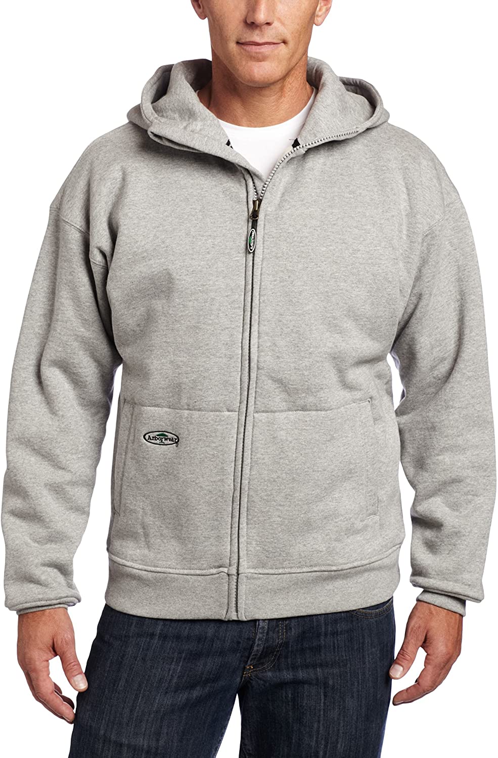 Men's Arborwear Double Thick Full Zip Sweatshirt in Athletic Grey