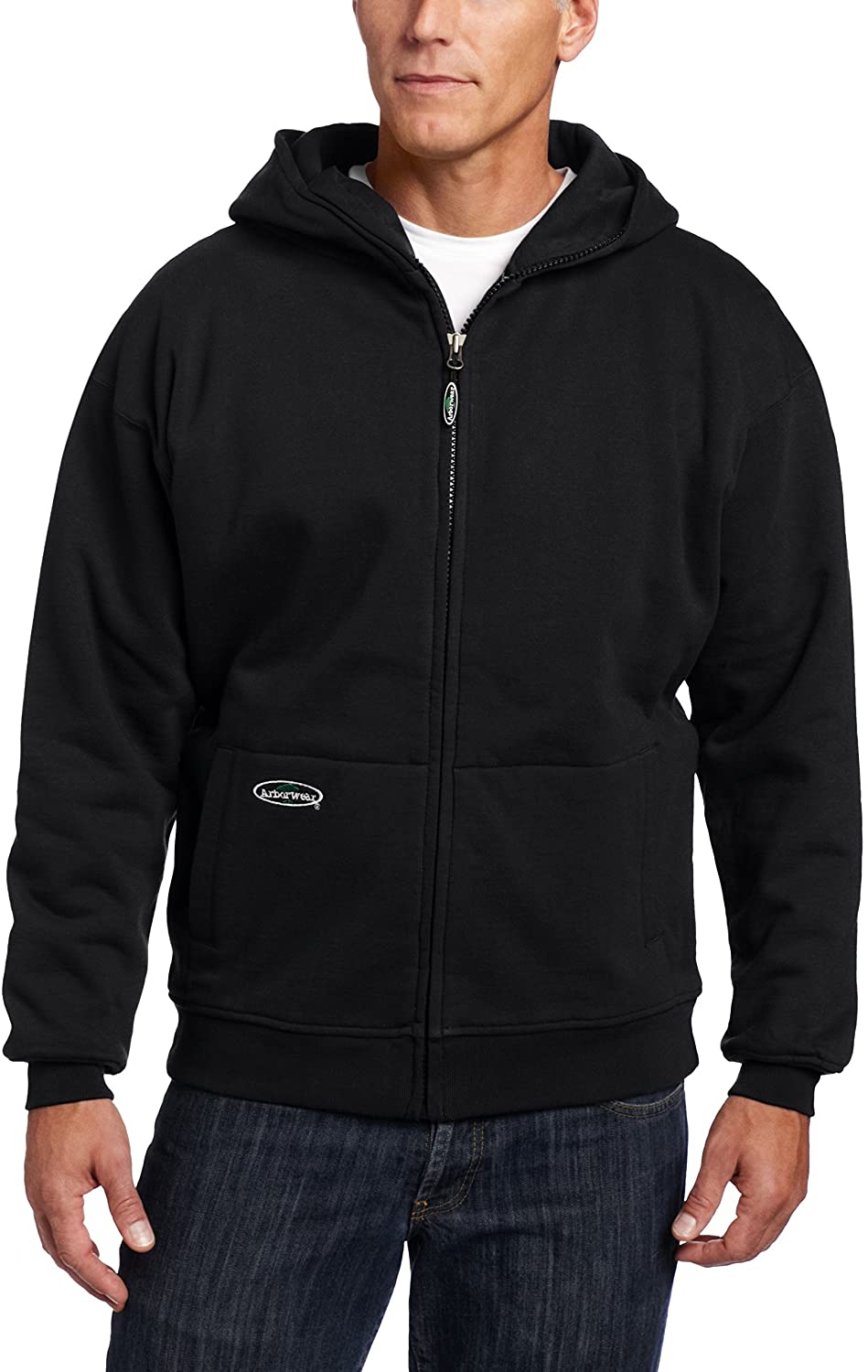 Men's Arborwear Double Thick Full Zip Sweatshirt in Black